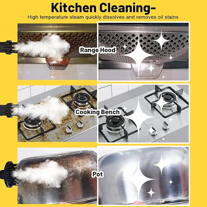 Steam Cleaners 2500W High Pressure Steamer for Cleaning Handheld Portable Steam Cleaner 15s Fast Heat-Up &amp 42.3oz Tank Steamer Cleaner for Home Car Kitchen Bathroom Floor Grout Tile