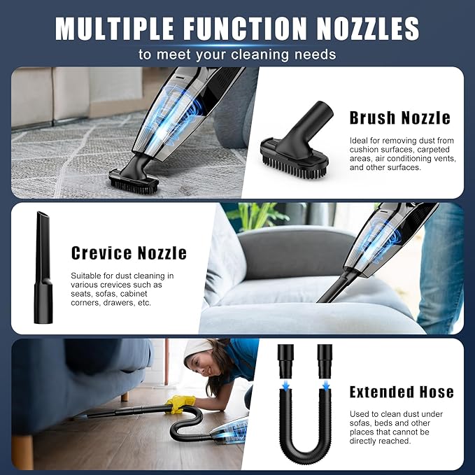 Handheld Vacuum Cordless Rechargeable Portable Car Vacuum 7500Pa Powerful Suction Mini Hand Held Vacuum 670ML Cup Lightweight Small Vacuum Cleaner for Car/Office/Home Pet Hair