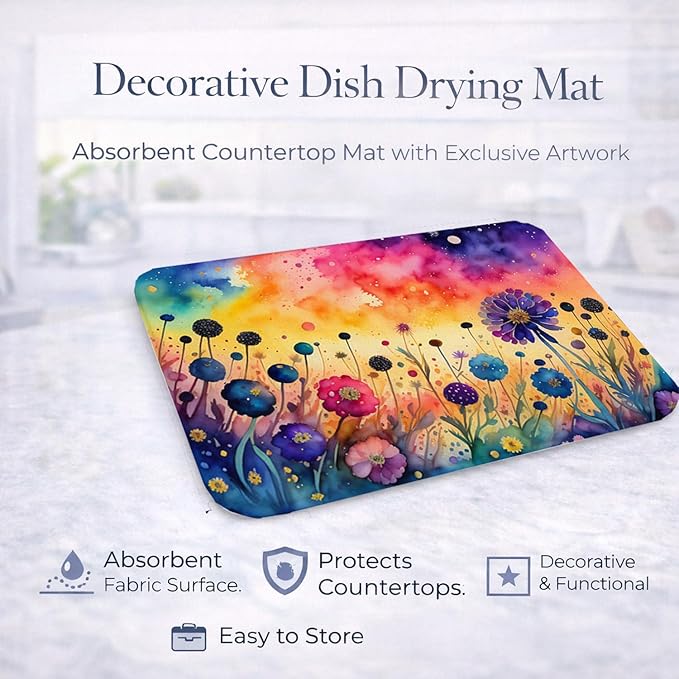 Caroline's Treasures DAC1458DDM Scabiosa in Color Dish Drying Mat Absorbent Dish Drying Mat Pad for Kitchen Counter Dish Drainer Mat for Countertop 14 x 21 Multicolor