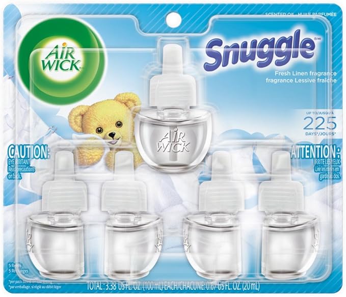 Air Wick plug in Scented Oil 5 Refills Fresh Linen (5x0.67oz) Same familiar smell of fresh laundry New look Packaging May Vary Essential Oils Air Freshener