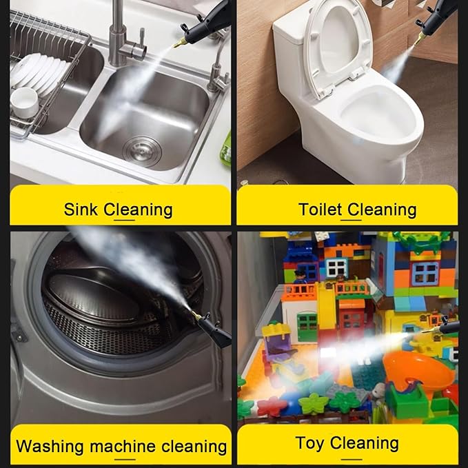 Handheld Steam Cleaner Machine 2500W 1500ML Water Tank Multifunction Portable Electric Steam Cleaning Cleaner with 3 Brushes High Temperature Fast Heating Steamer for Car Bathroom and Floor Tiles