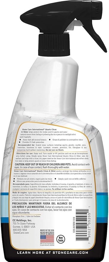 Stone Care International Quartz Cleaner and Polish - 24 Ounce (2 Pack) - Clean &amp Shine Your Quartz Countertops Islands and Stone Surfaces with UV Protection