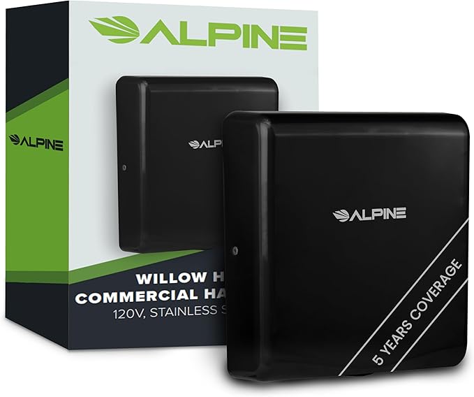 Alpine Hand Dryers for Bathrooms Commercial Extreme Speed Automatic Electric Hand Dryer for Home Bathroom/Restaurant with HEPA Filter Heat &amp Speed Control - ADA Compliant (120v Black)