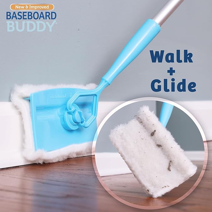 Baseboard Buddy 20-Pack Replacement Pads | Reusable Cleaning Pads for Wet &amp Dry Use | Trap Dust Dirt &amp Pet Hair | Mop Pad Refills for Baseboards Trim Molding &amp More