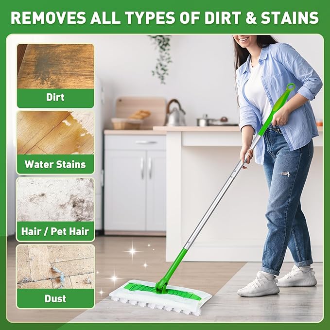 100ct Dry Sweeping Cloths for Swiffer Sweeper Mop Heavy Duty Microfiber Duster Mop Pad Refills Captures Dust &amp Pet Hair for Hardwood Floors and Multi-Surface Cleaning