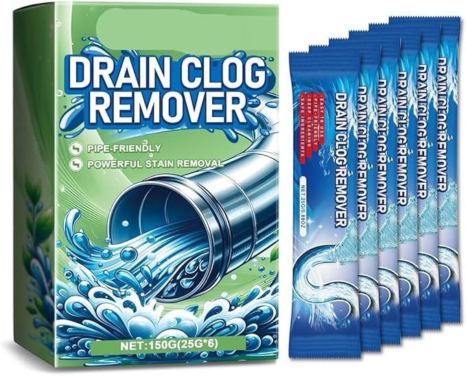 Drain Unclogging and Cleaning Powder - Kitchen &amp Bathroom Pipe Cleaner Removes Blockages Dirt Odors and Leaves A Fresh Scent(2PCS)