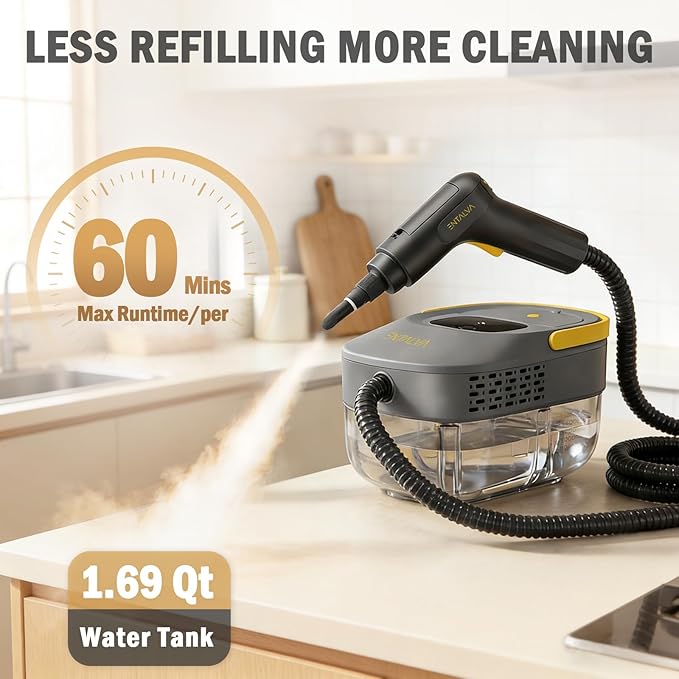 Steam Cleaner for Home 1600W Handheld Steamer for Cleaning with 1.69QT Tank High Temp Pressurized Steam Cleaner with 15 Accessories for Grout Tile Floor Couch Car Detailing