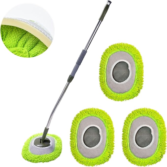 Limpia Techos De Casa Adjustable Long Handle Wall Cleaning Tool Microfiber Ceiling Duster with Extension Pole for High Walls (1pcsA+3)
