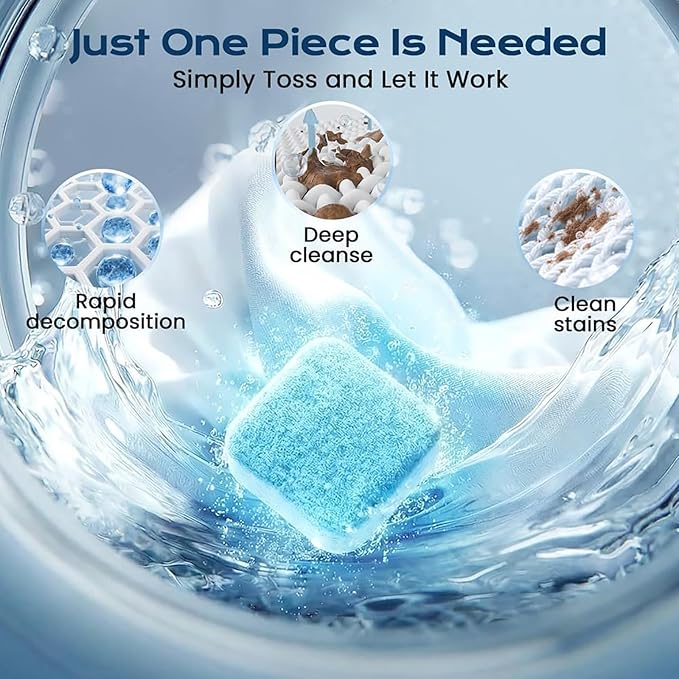 Washing Machine Cleaner Tablets Pet Hair &amp Odor Deep Cleaning Tablets Deep Cleaning Mold &amp Residue Remover for HE Top Front Load Washer Eco-Friendly Deodorizer for Pet Owners (2pcs)