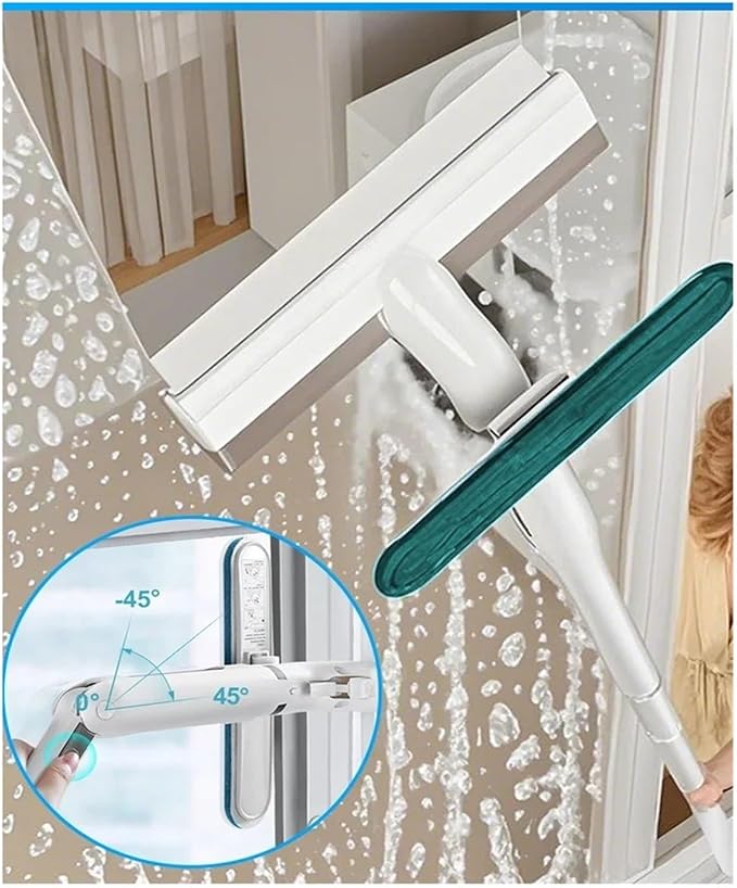 2 in 1 Window Mesh Screen Brush Cleaner Broom Wiper Telescopic Long Handle Mop Squeegee Cleaning Tool