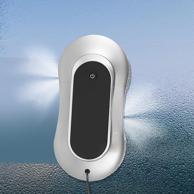 Large Window Cleaning Robot Electric Remote Control with Two Way Water Spray Function of Window Cleaning Robot Suitable for Glass Tiles Smooth Surfaces Cleaning Robot (Silver Gray)