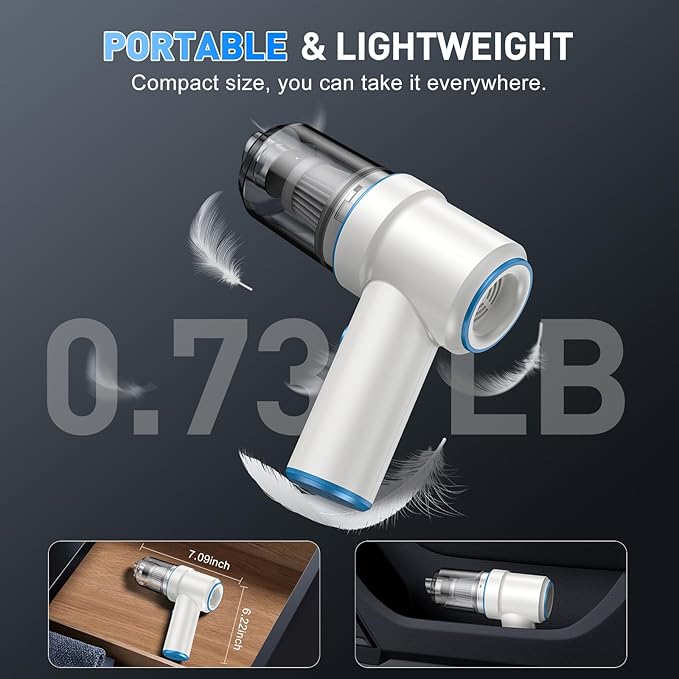 KMM Handheld Car Vacuum Cleaner 9000PA Vacuum Cleaner &amp Air Duster 120W High Power Vacuum Portable Cordless Hand Held Vacuum Rechargeable with Multi-Nozzles &amp LED Light for Home Car Offic