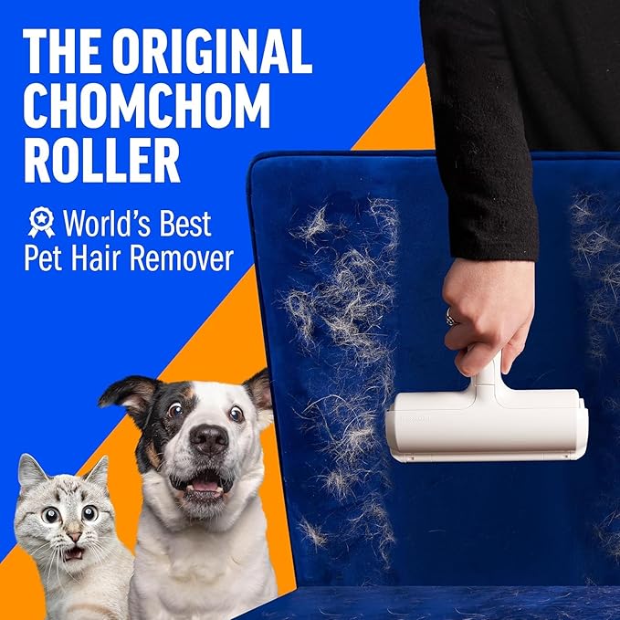 Pet Hair Remover Roller - Reusable Lint Roller for Dog &amp Cat Hair on Furniture Couch Carpet Clothing - Eco-Friendly Portable Fur Remover Tool (White)