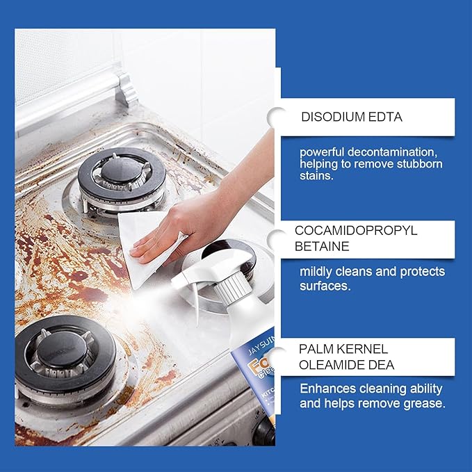 Kitchen Grease Foam Cleaner Powerful Stain Remover For Stoves &amp Cookware Deep Cleaning Spray(2PCS)