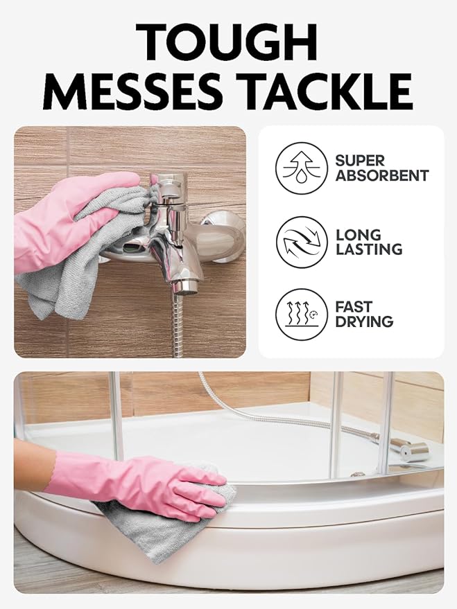 Fantasticlean Microfiber Cleaning Cloth Roll -675 Pack Tear Away Microfiber Towels 12 x 12 Reusable Washable Ultra Absorbent Dishcloth for All-Around Cleaning Supplies (9 Rolls of Grey)