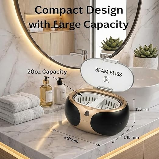 40W Professional Ultrasonic Jewelry Cleaner with 3-Minute Auto Timer 42kHz to 48kHz Gold Jewelry Cleaner Glasses Watches &amp Mouth Guard Cleaner 20oz 304 Stainless Steel Tank