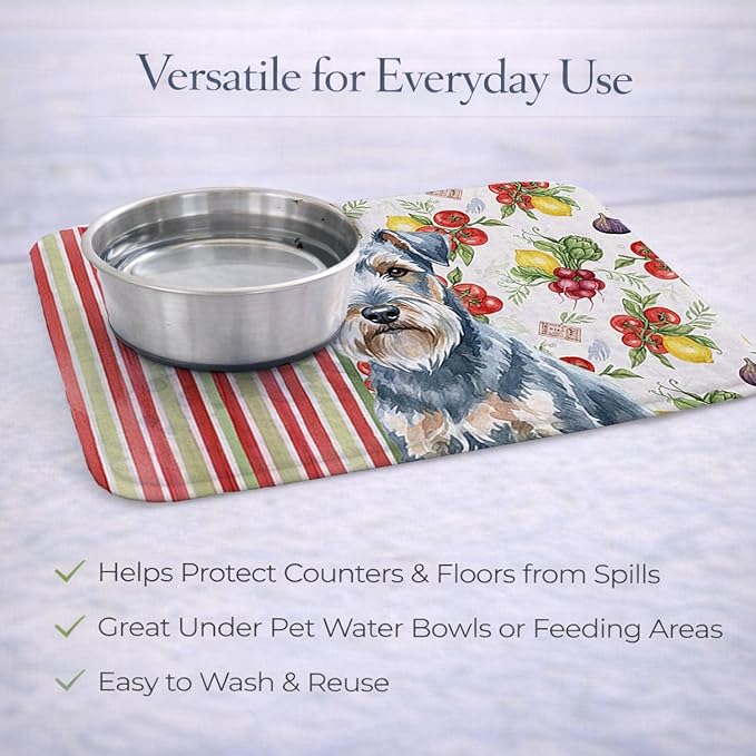 Caroline's Treasures Blue Lakeland Terrier Vegetables Dish Drying Mat Absorbent Dish Drying Mat Pad for Kitchen Counter Dish Drainer Mat for Countertop 14 x 21 Multicolor