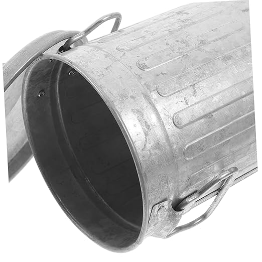 TEHAUX Small Bucket Shaped Garbage Can with Lid for Office and Home Compact Desktop Wastebasket Decorative Vintage Iron Trash Bin for Bedside and Desk Storage