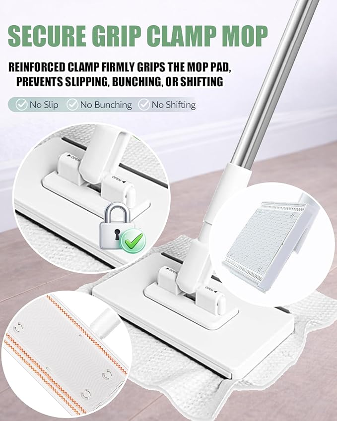 Cloth Changing Mini Mop Zero Touch Lazy Mop Clip Clamp Disposable Dust Wet and Dry Compatible Click Snap Easy Wall Floor Clean Reusable for Small Spaces (1PC)
