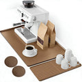 Mrcrypos Silicone Coffee Mat 16X24in - Non-Slip Espresso Countertop Mat Spill Proof Coffee Bar Mat for Kitchen Station with Detachable Dish Drying Mats Fit Cafes &amp Office Countertops Brown