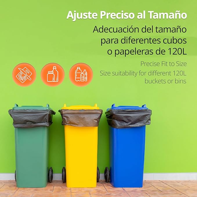 Trash Bags Trash Bags 120L Durable Suitable for 120L Trash Bins Leakproof Large Plastic Trash Bags Suitable for All Types of Waste 85 x 105 cm – Ophituria (20 Bags 120L)