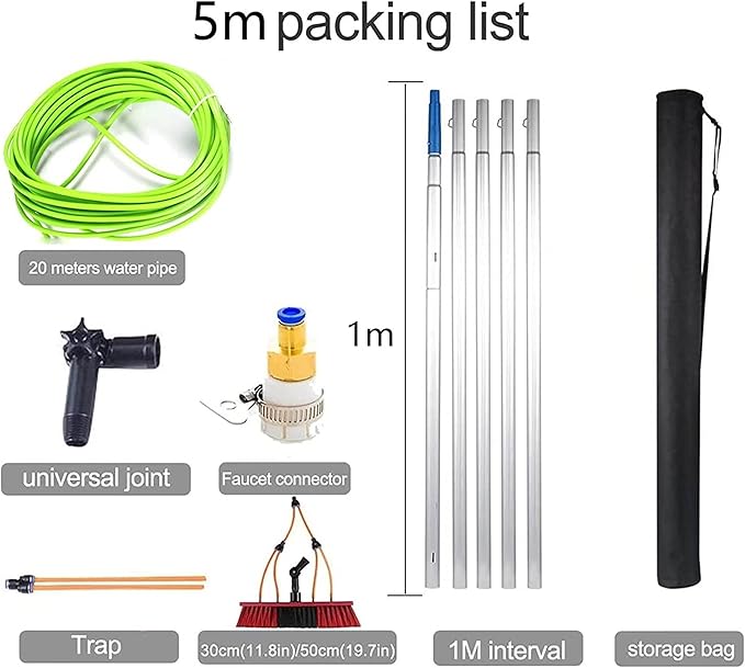photovoltaic Cleaner Window Cleaning Pole Window Cleaning Pole Water Fed Telescopic Extended Extension Conservatory Hose Fed Brush Kit