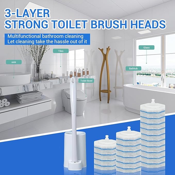 100 Count Toilet Wand Refills for Clorox Disposable Toilet Brush Compatible with Clorox ToiletWand Cleaning System Upgrade Toilet Bowl Cleaner Refill Pads for Closestool Cleaning