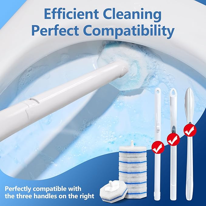 100 Count Disposable Toilet Bowl Wand Refills Prefilled with 2X Cleaning Solution Compatible with Most Toilet Brush Handles Not Fall Apart Fresh Scent