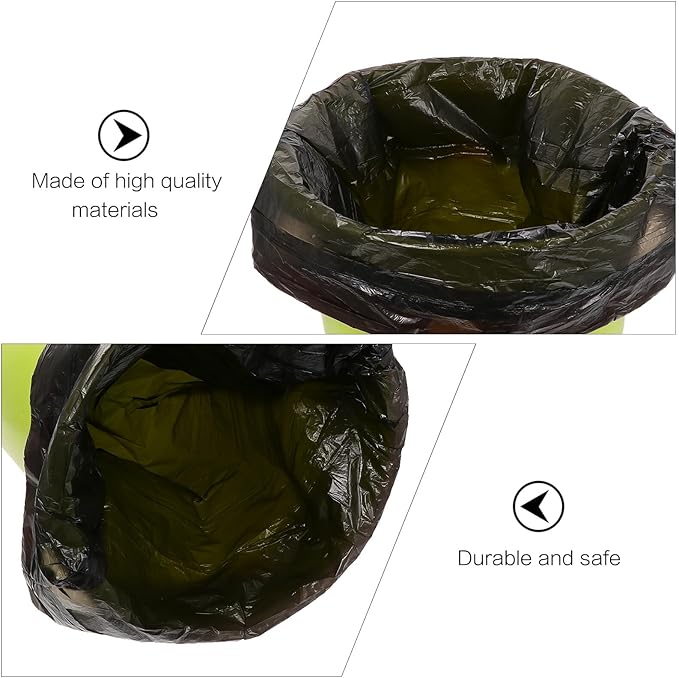 Cabilock Disposable Plastic Rubbish Bags Drawstring Trash Bags 10 Packs 150pcs Black Kitchen Bathroom Car Waste