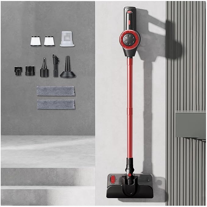 Lightweight Cordless Wet Dry Vacuum Cleaner Cordless 18Kpa 35mins Runtime Rechargeable Hardwood Floor Vacuum All in One Stick Vacuum Cordless for Home Carpet Floor Pet HairRed