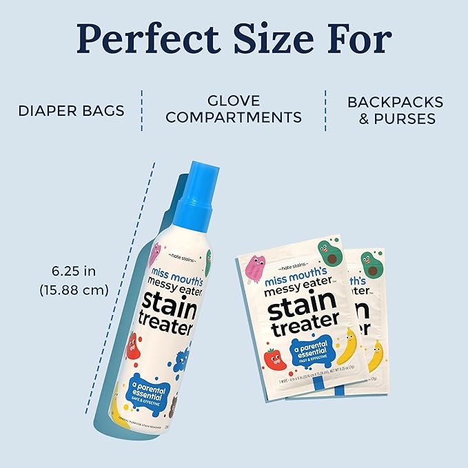 Miss Mouth's Messy Eater Stain Treater 4oz 2pack Stain Remover Spray and 25 pack Wipes