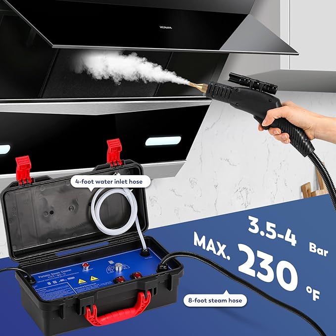 Moongiantgo Steam Cleaner 1700W High Pressure Handheld Steamer for Cleaning Chemical-Free Cleaning Machine for Home Use Bathroom Grout Tile Kitchen Grease Floor Gaps Auto Detailing
