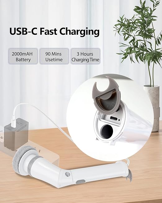 UBeesize Electric Spin ScrubberLong Cordless Cleaning BrushRotatable Shower Scrubber with 8 Replaceable HeadsAdjustable Detachable Handle Bathroom Scrubber for BathtubTileFloor and Car Cleaning