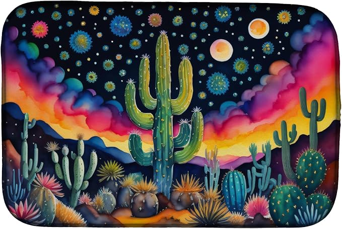 Caroline's Treasures DAC1455DDM Queen of the Night Cactus in Color Dish Drying Mat Absorbent Dish Drying Mat Pad for Kitchen Counter Dish Drainer Mat for Countertop 14 x 21 Multicolor