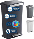 iTouchless SoftStep 13.2 Gal / 50L Step Pedal Kitchen Trash Can with Odor Filter Stainless Steel Trim Dent-Proof Durable Construction Garbage Bin with Lid for Home Office Bedroom Black Plastic