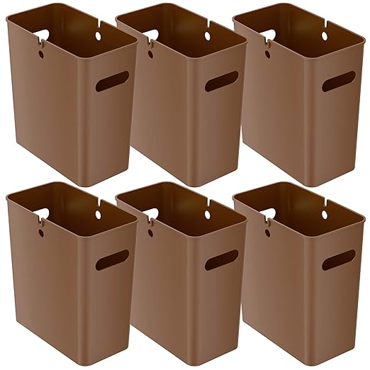 iTouchless SlimGiant 4.2 Gallon Toffee Brown Plastic Trash Can with Handles 6-Pk 16 Liter Capacity Space-Saving Design Ideal for Bathroom Office Bedroom Under Sink Storage