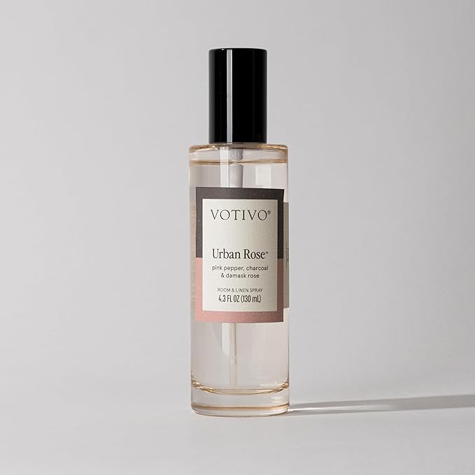 Votivo Urban Rose 4.3 oz Room &amp Linen Spray | Floral Scented Air Freshener for Linens &amp Living Areas | Premium Long Lasting Fragrance