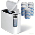 White Plastic Mini Trash Can Toilet Cleaner Stick Toilet Brush Holder 36 Refills 2-Gallon Trash Can with Pop-Out Lid Suitable for Bathrooms and Small Toilets.