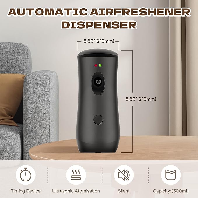2 PACK Automatic Air Freshener Spray Dispenser | Adjustable Aromatherapy Machine for Homes Bedrooms Bathrooms Offices Hotels and Commercial Spaces