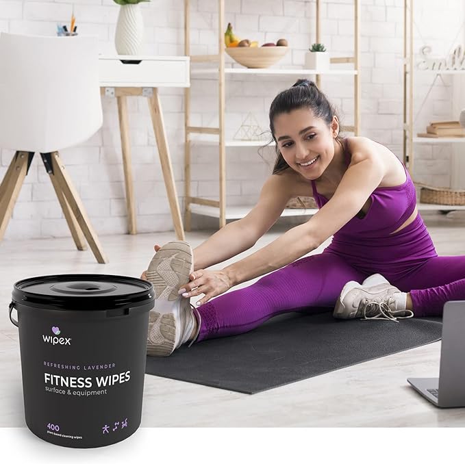 Wipex Gym Wipes Bucket Refill – EWG Verified 400 Ct Plant-based Fitness Equipment Wipes Lavender and Vinegar to Clean Surfaces Safe Yoga Mat Cleaner Gym Cleaner and Peloton