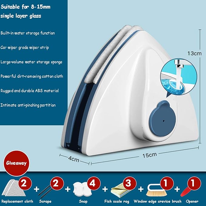 Magnetic Window Cleaner Magnetic Glass Cleaner Adjustable Magnet Force Wipe The Glass Artifact Household Double-Sided WipeHigh-Rise Window Cleaning Artifact Glass Cleaning Wiper Cleaning Tool