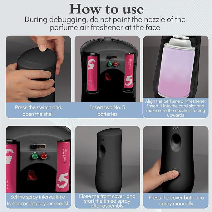 Automatic Air Freshener Spray Wall Mounted or Free Standing Automatic Scent Dispenser Motion Sensor Air Freshener Air Automatic Spray Dispenser for Room and Restroom Sprayer (Black)
