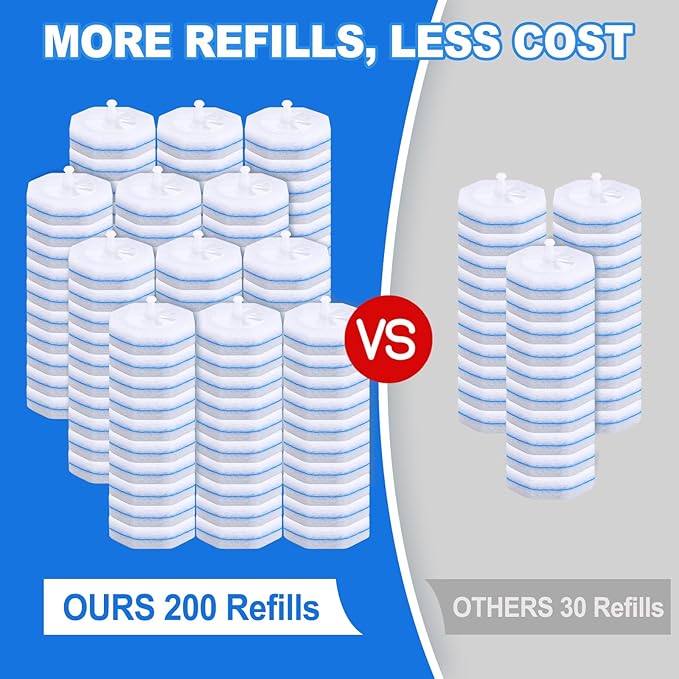200 Count Disposable Toilet BrushToilet Cleaner Wand Refills Compatible with Most Toilet Brushes- No Falling Apart Fresh Fragrance4X Cleaning PowerBathroom Cleaning.