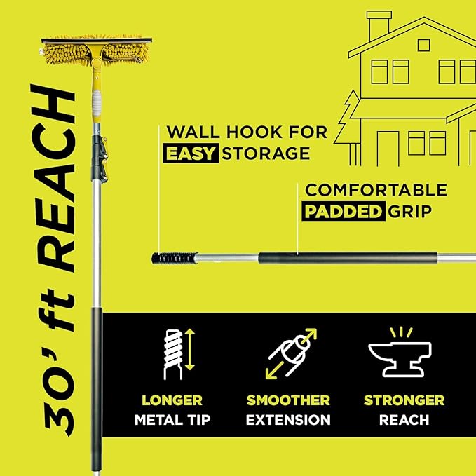 DOCA Telescoping Pole 6-24 Ft - Extension Pole for Cleaning Feather Duster Window Washing Kit Paint Roller Window Squeegee - High Reach Extendable Kit for Indoor &amp Outdoor - Squeegee Scrubber