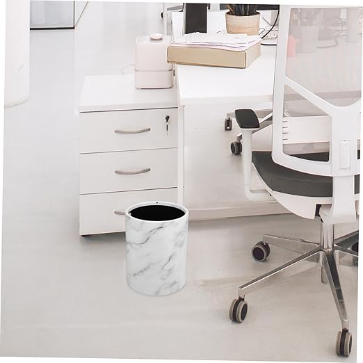 Marble Pattern Trash Bin Plastic Wastebasket Opening Bathroom Kitchen Bedroom Office Garbage Can Stylish Home Organizer