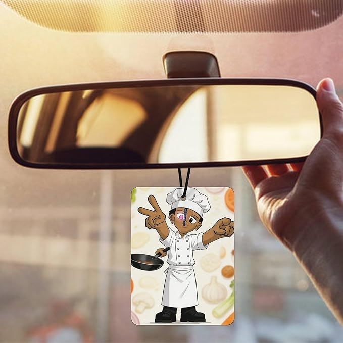 5PCS Car Air Freshener Hanging Personalized Double Sided Young Chef Car Fresheners Long Lasting New Cars Scents Cute Automotive Freshies for Closets Drawers (tea)