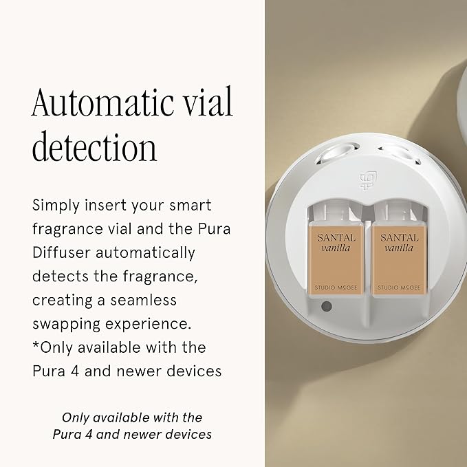 Pura x Studio McGee Home Scent Refill - Smart Air Diffuser - Up to 120-Hours of Luxury Fragrance per Refill - Home Essential - Clean &amp Safe Diffuser Fragrance - 2 Pack Santal Vanilla