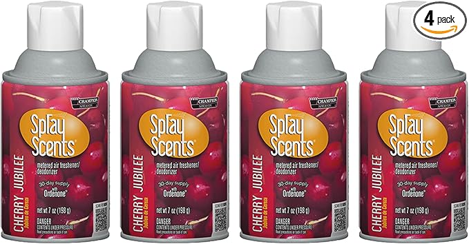 Champion Sprayon SprayScents Metered Air Freshener Refill 7 oz Odor Control Fragrance Cherry Jubilee (4 Pack)