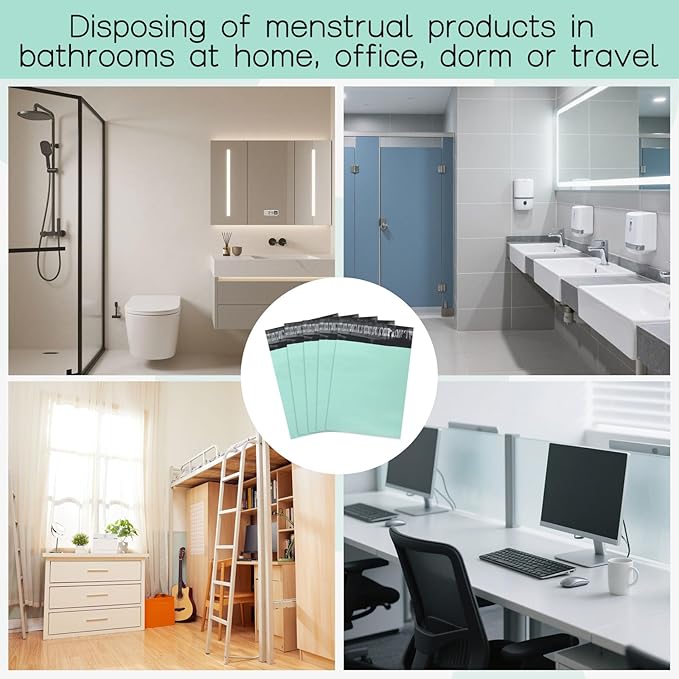 Disposable Sanitary Bags for Feminine Products Pack of 400 Self-Adhesive Sealing Odor Reducing Discreet Disposal of Pads Tampons Liners (Light Green)