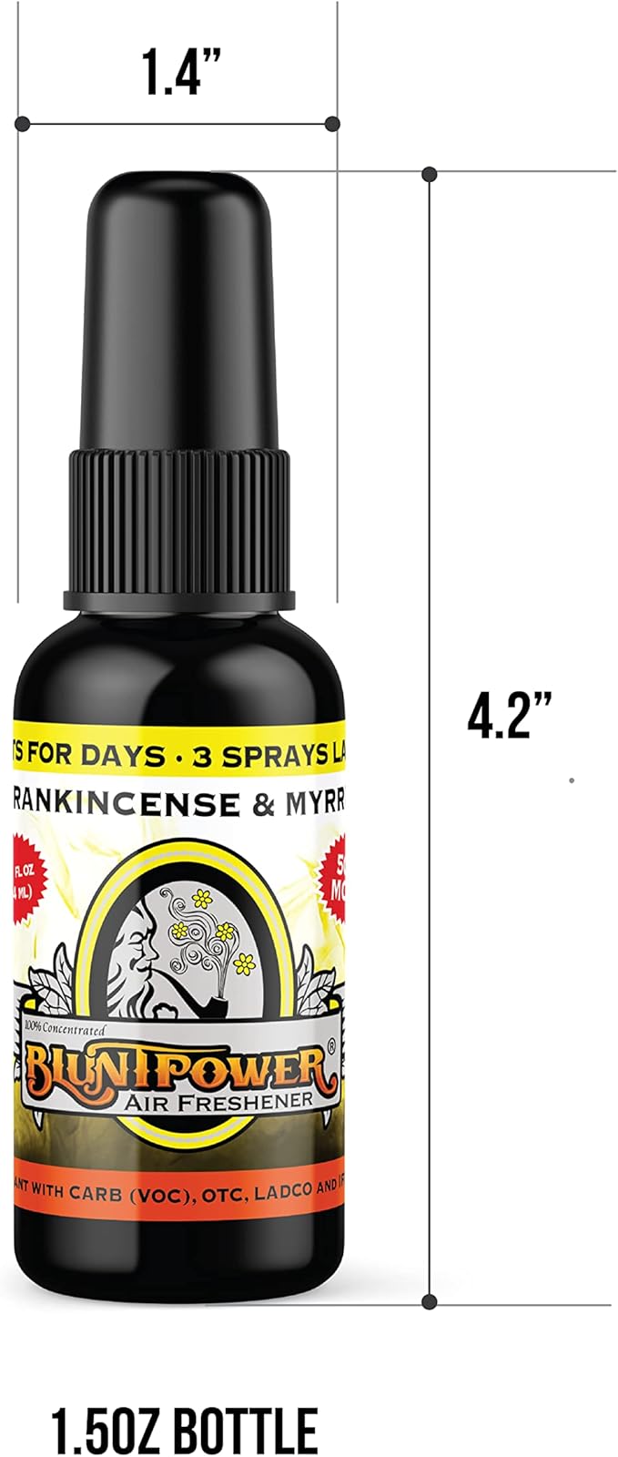 BluntPower (Frankincense and Myrrh 5 Pack) Concentrated Air Freshener - Premium Oil Based Air Freshener Spray For Home and Car - Long-Lasting Bathroom Spray Car Freshener &amp Odor Eliminator Spra